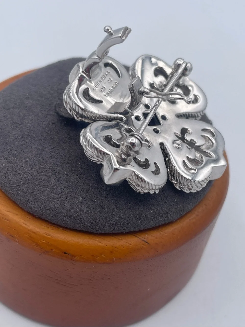 Judith Ripka Sterling Silver 925 Garnet CZ Floral Enhancer Pendant Brooch Pin